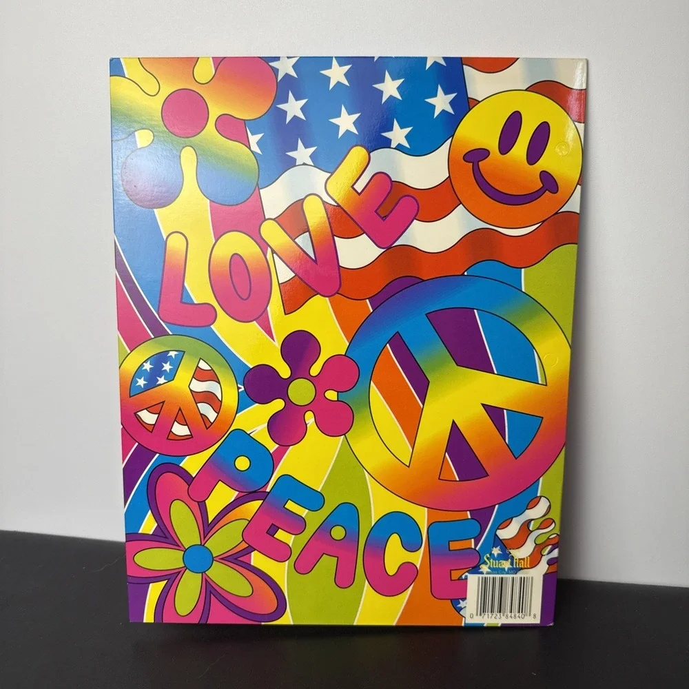 Vintage Lisa Frank Love & Peace Flower Power 2 Pocket Folder RARE NEW NEVER USED